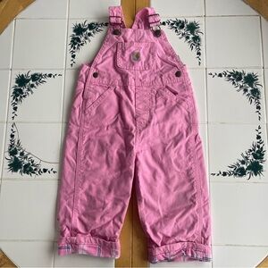Carhartt Pink Overalls Toddler 2T Heart Buttons Bibs 100% Cotton Canvas Workwear